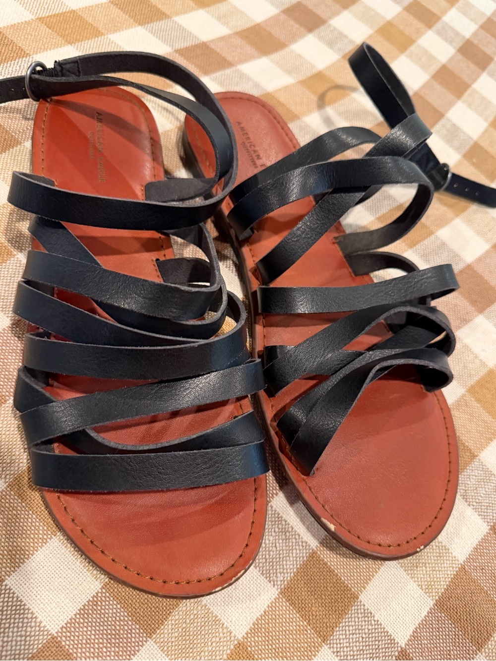 American Eagle Black Strappy Gladiator Sandals Size 8